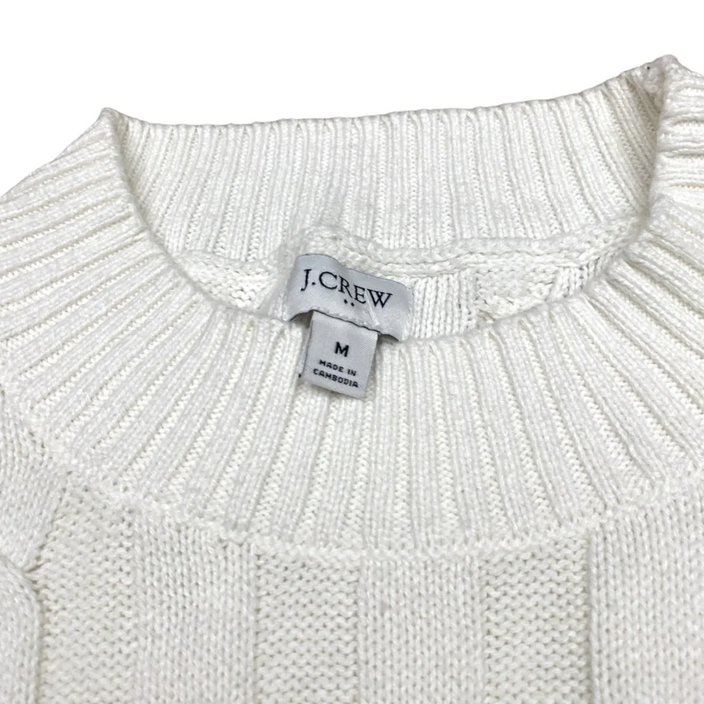 J.Crew  Women’s cable mockneck sweater Off white With Navy Stripes Size M